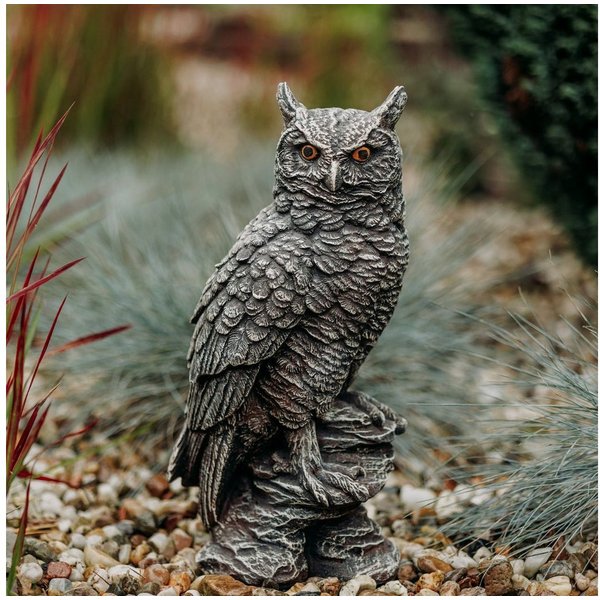gartendekoparadies.de Gartenfigur Eule Uhu mit Gefieder, Steinfigur, H. 41 cm, 12 kg, Frostsicher