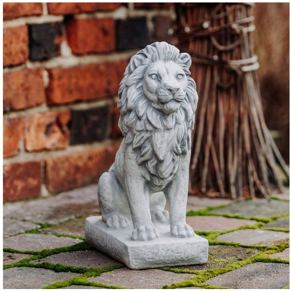 gartendekoparadies.de Gartenfigur Löwen Statue, Steinfigur, Torwächter, H. 34 cm, 10 kg, Frostsicher