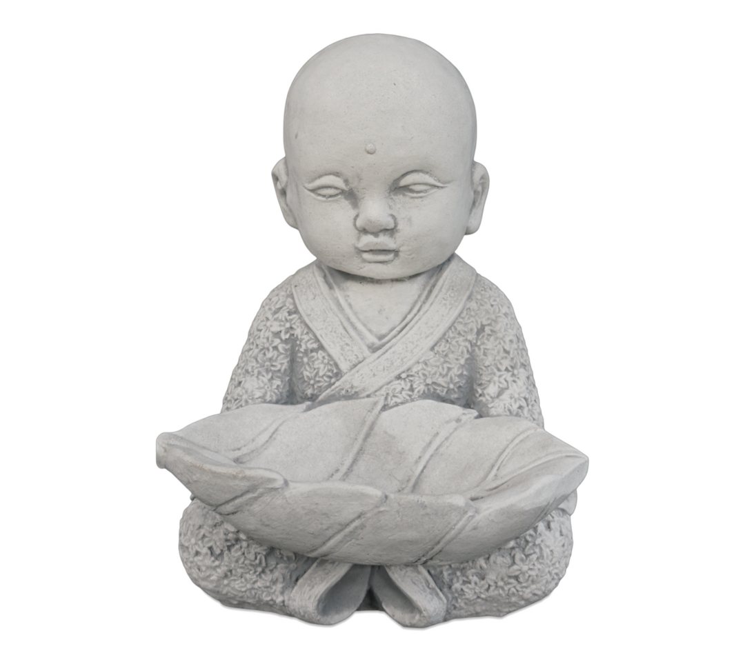 gartendekoparadies.de Gartenfigur Mönch mit Schale, Steinfigur, H. 22 cm, 4 kg, Frostsicher – Bild 5 von 5