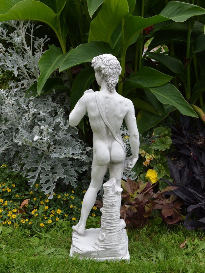 gartendekoparadies.de Gartenfigur Statue David von Michelangelo, Steinfigur, H. 58 cm, 9 kg, Frostsicher – Bild 2 von 5