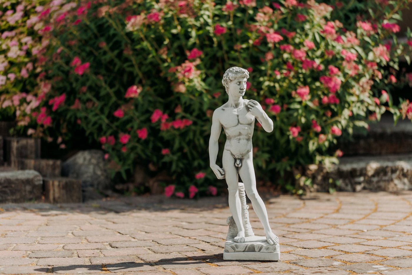 gartendekoparadies.de Gartenfigur Statue David von Michelangelo, Steinfigur, H. 58 cm, 9 kg, Frostsicher – Bild 4 von 5