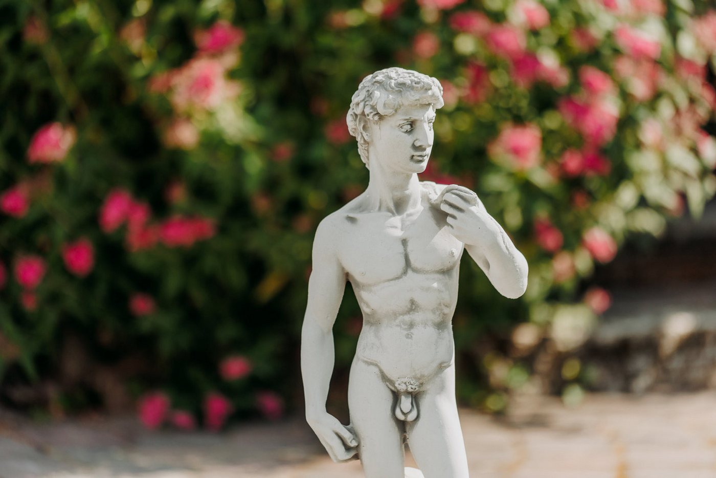 gartendekoparadies.de Gartenfigur Statue David von Michelangelo, Steinfigur, H. 58 cm, 9 kg, Frostsicher – Bild 5 von 5