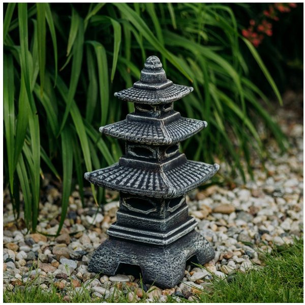 gartendekoparadies.de Gartenfigur Steinlampe Pagode japanische Steinlaterne, H. 46 cm, 14 kg, Frostsicher