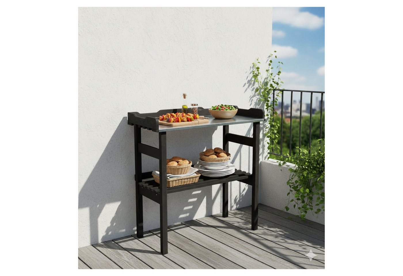 GartenDepot24 Pflanztisch Pflanztisch mit verzinkter Arbeitsplatte schwarz – Bild 3 von 5