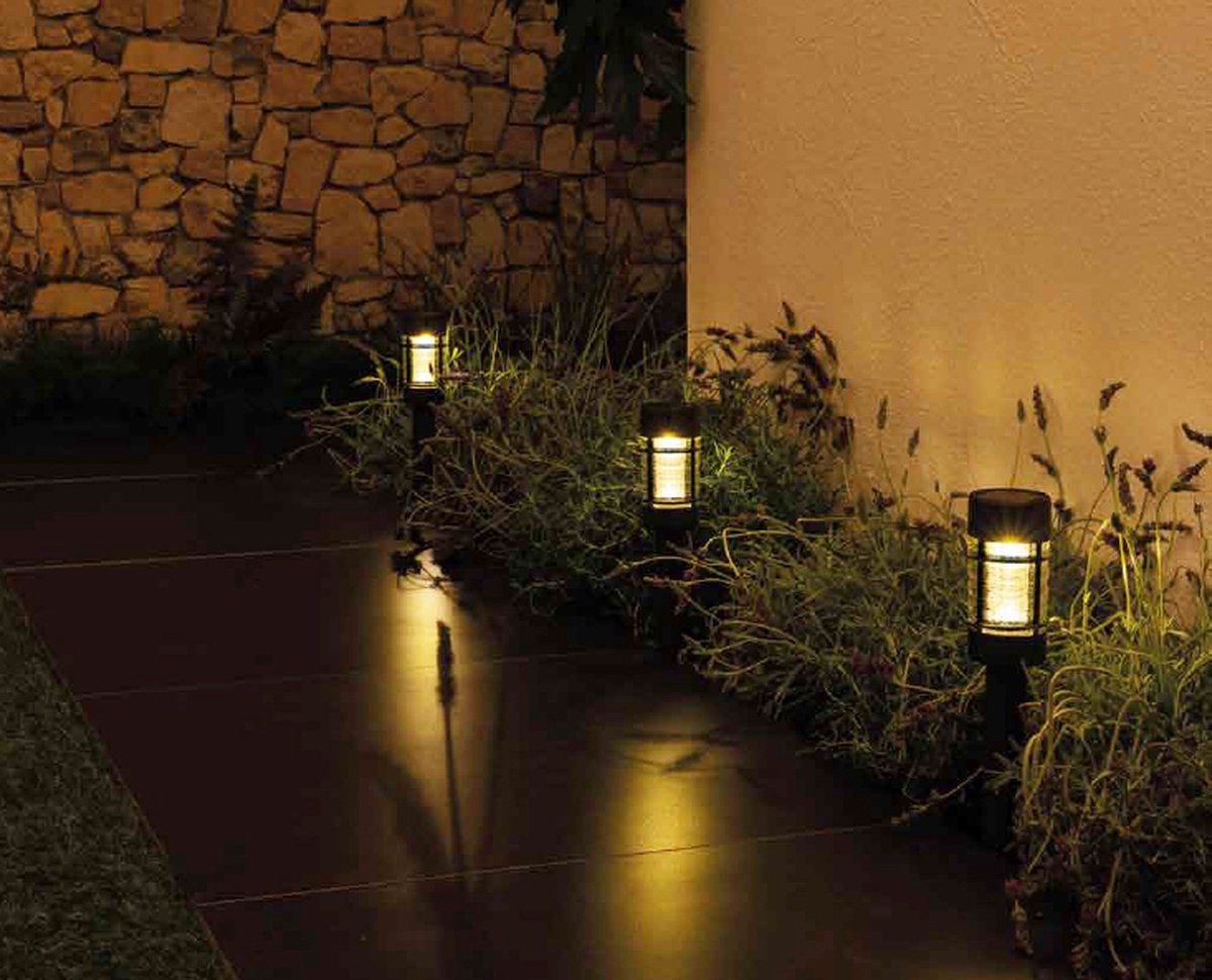 Luxform Gartenleuchte Luxform Solar Catala, LED fest integriert, Warmweiß, LED-Gartenpfostenleuchte, aus Kunststoff und Glas, IP44 – Bild 2 von 2