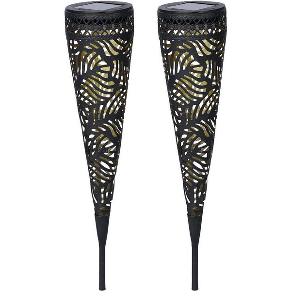 Luxform Gartenleuchte Luxform Solar Torch Jersey, set of 2, LED fest integriert, Warmweiß, LED-Gartenleuchte, Solarenergie, warmweiß, aus Metall, IP44