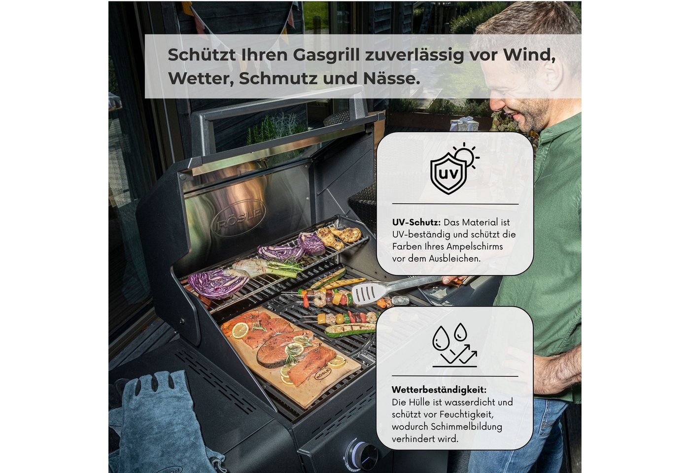 osoltus Gartenmöbel-Schutzhülle osoltus BBQ Abdeckhaube Premium Schutzhaube Gasgrill Schwarz XL 140 x – Bild 5 von 5
