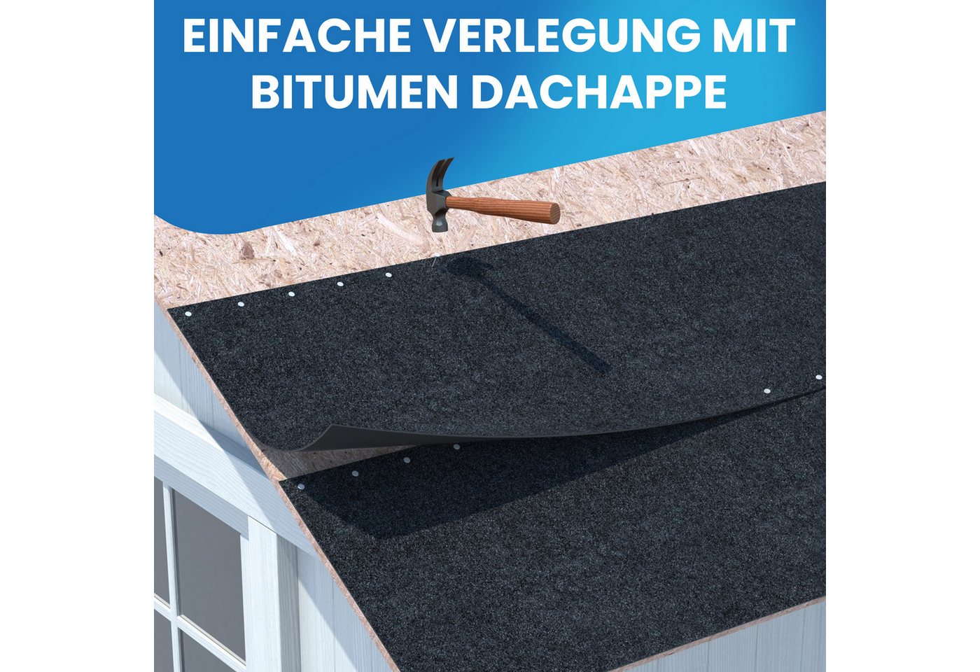 Gartenpirat Dachpappe Bitumen Dachpappe schwarz zur Dacheindeckung inkl. Dachpappnägel, Für Gartenhäuser, Carports oder Kinderspielhäuser – Bild 4 von 5