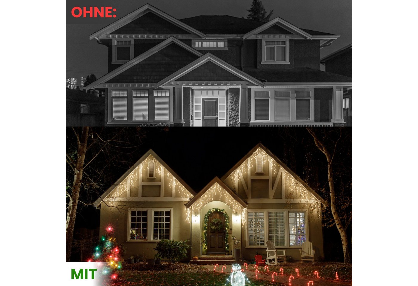 Gartenpirat LED-Lichterkette Eisregen LED-Beleuchtung Weihnachtsdeko für außen mit Timerfunktion, 6 m – Bild 3 von 5