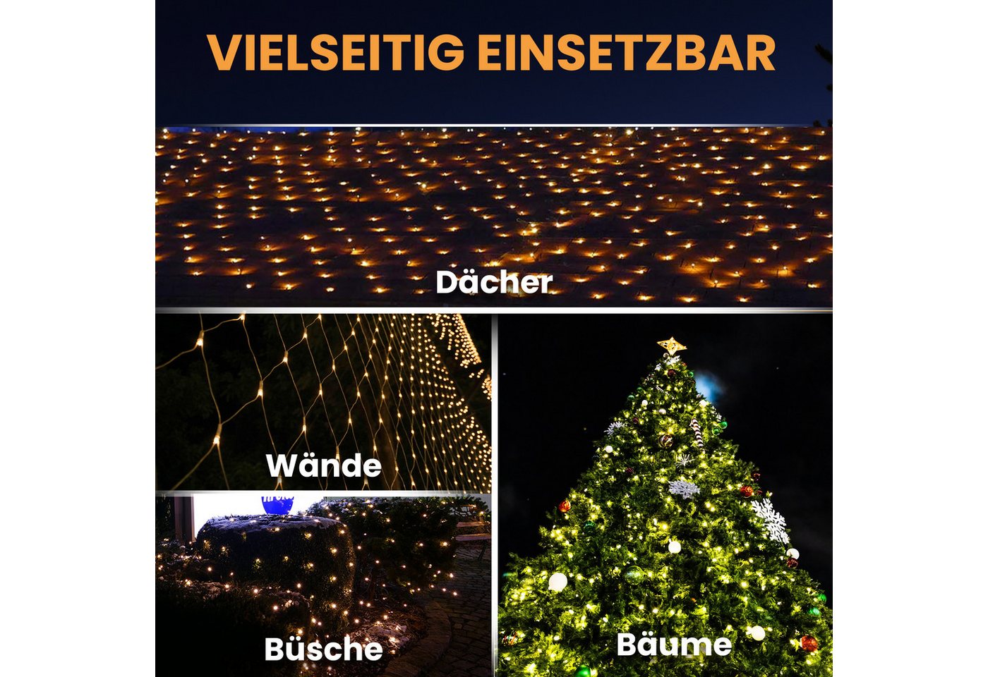 Gartenpirat LED-Lichternetz mit Kabel LED-Beleuchtung Lichterkette Weihnachtsdeko außen – Bild 5 von 5