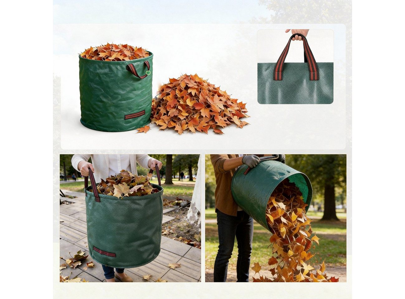 GARTENWÄCHTER Gartensack Gartenabfallsack - GARTENWÄCHTER - PP 150 g/m² m - ca. 272 l, für Hobbygärtner, Gartenprofis, 272 l, (2-tlg), Wiederverwendbar, faltbar – Bild 3 von 5