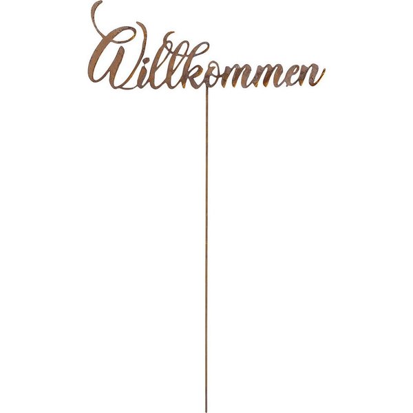 BADEKO Gartenstecker Badeko Topfstecker Willkommen 54 cm rostbraun