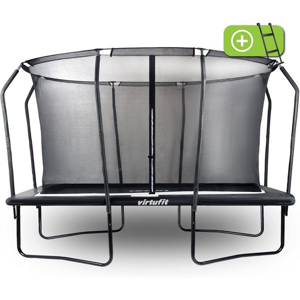 VirtuFit Gartentrampolin Premium - Rechteckig - mit Netz und Leiter - Schwarz - 244 x 366 cm