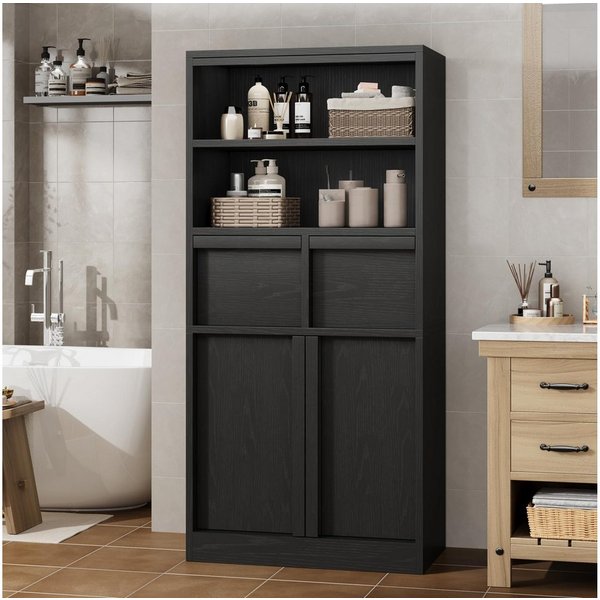 GarveeMore Badkommode Badezimmerschrank Badschrank mit 2 Schubladen 60x30x130
