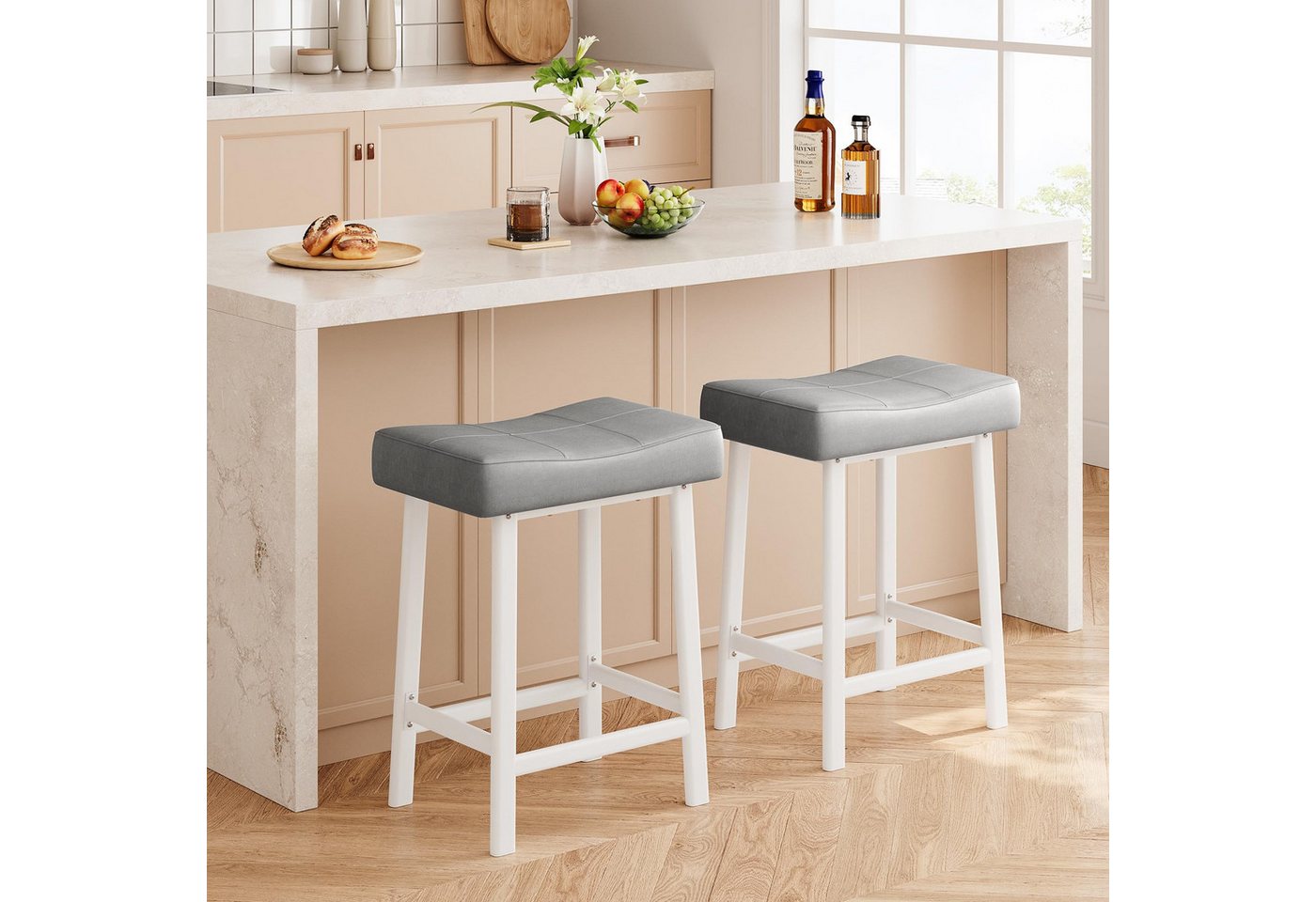 GarveeMore Barhocker aus PU-Leder, Barstuhl 2/4er Set Bistrostuhl Küchenhocker (2 St) – Bild 2 von 5