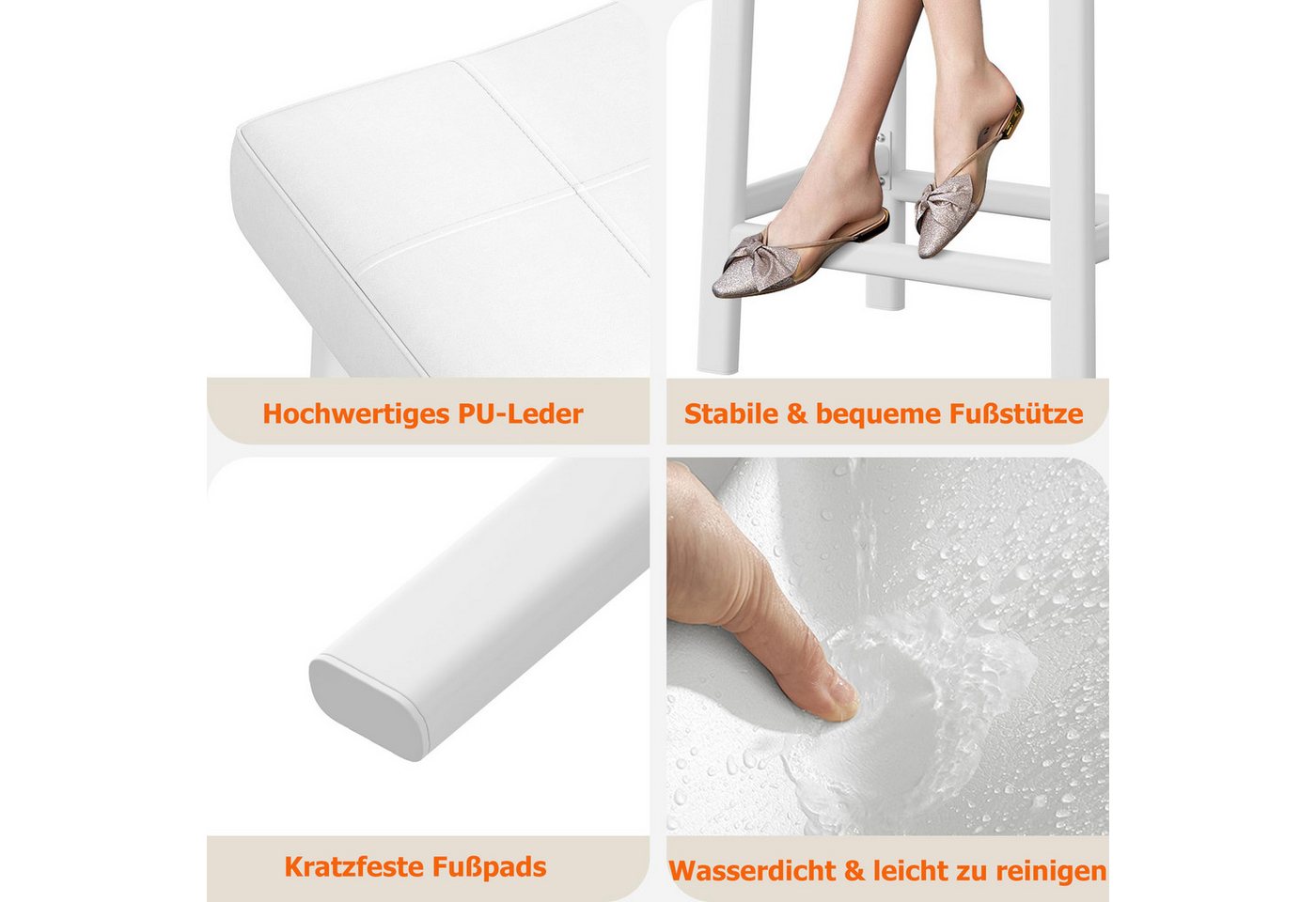 GarveeMore Barhocker aus PU-Leder, Barstuhl 2/4er Set Bistrostuhl Küchenhocker (2 St) – Bild 4 von 5