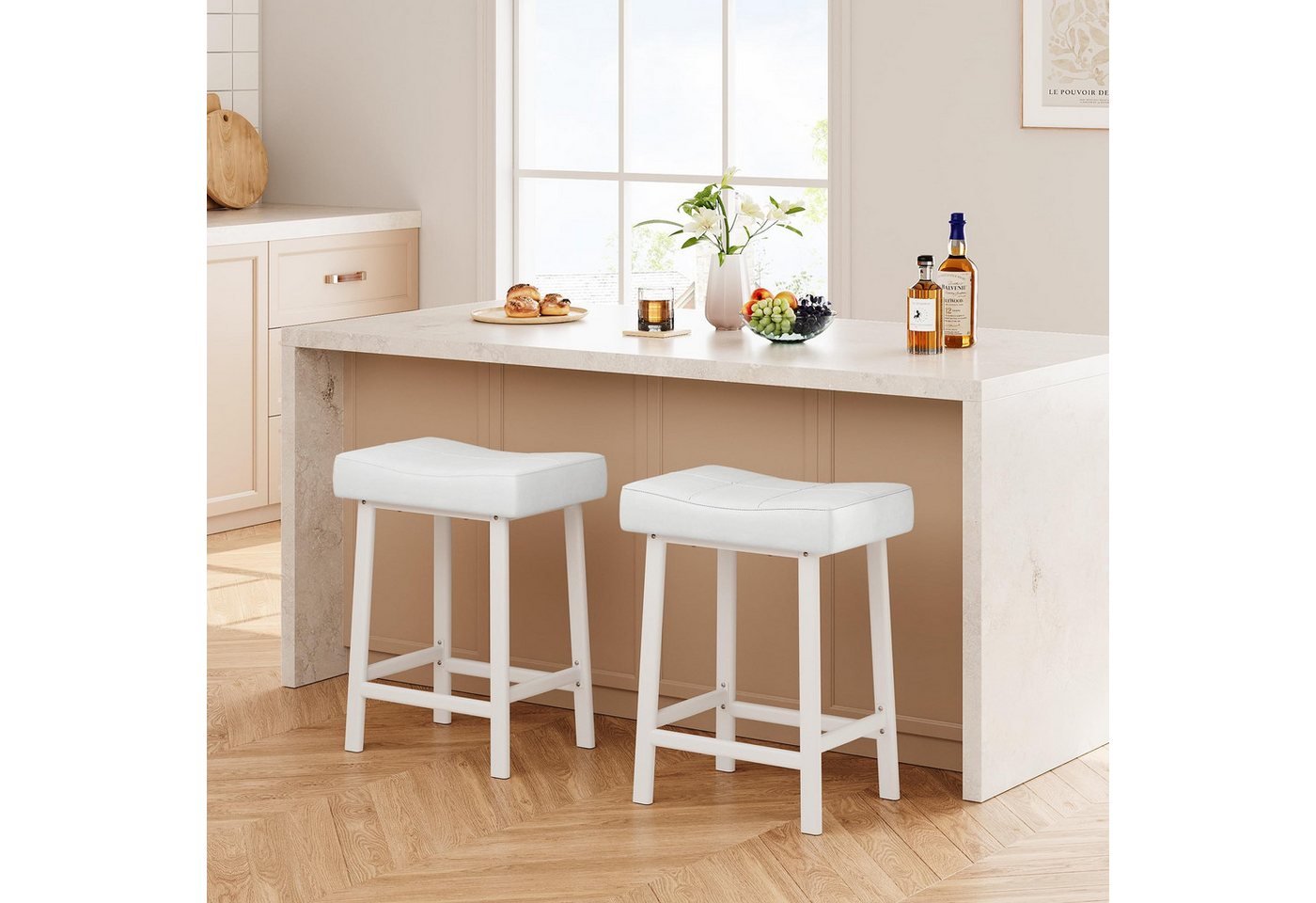 GarveeMore Barhocker aus PU-Leder, Barstuhl 2/4er Set Bistrostuhl Küchenhocker (2 St) – Bild 5 von 5