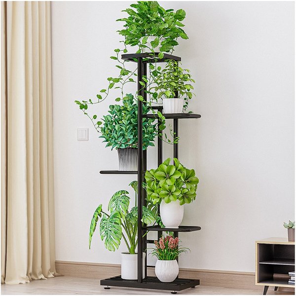 GarveeMore Blumenständer 5-stöckiger Pflanzenständer Mehrschichtiges VintageDesign Pflanzenrega, Eck-Blumenständer für 6 Pflanzen Tall Planter Holder Regal für 