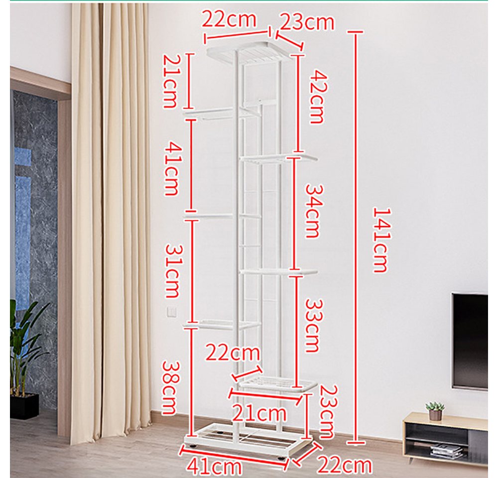 GarveeMore Blumenständer 8-stöckiger Metall-Pflanzenständer, Innen Außen 9 Topfpflanzen-Halter, Etagen-Pflanzenregal Metall-Blumenregal für die Ecke im Wohnzimm – Bild 2 von 2