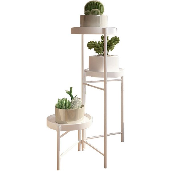 GarveeMore Blumenständer Neu Metall-Pflanzenständer Zusammenklappbares mehrstufiges Blumenregal, Kleine Topfpflanzen-Treppe Display-Regal Mit abnehmbaren Tablet