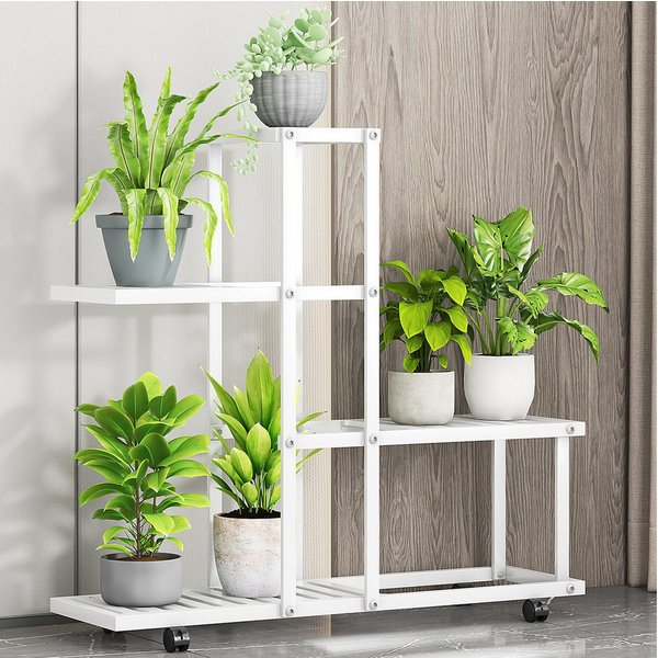GarveeMore Blumenständer Pflanzenständer Blumenständer Schmiedeeisen Rack Organizer mit Rädern, Ecke mehrere Pflanzer Veranstalter Für Zimmer Ecke Balkon Garten