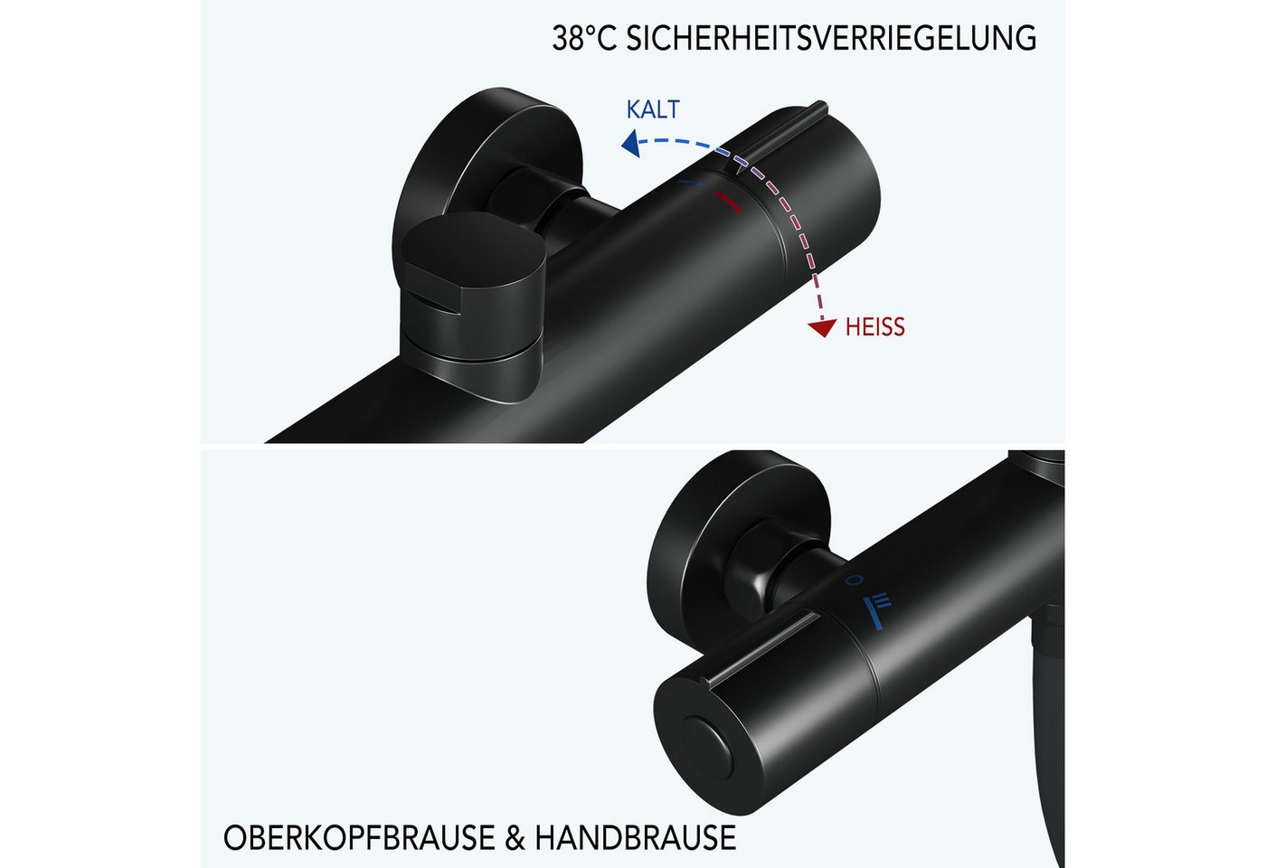GarveeMore Brausegarnitur Duschsystem mit Thermostat 38℃ Duschset Regendusche Set – Bild 3 von 5