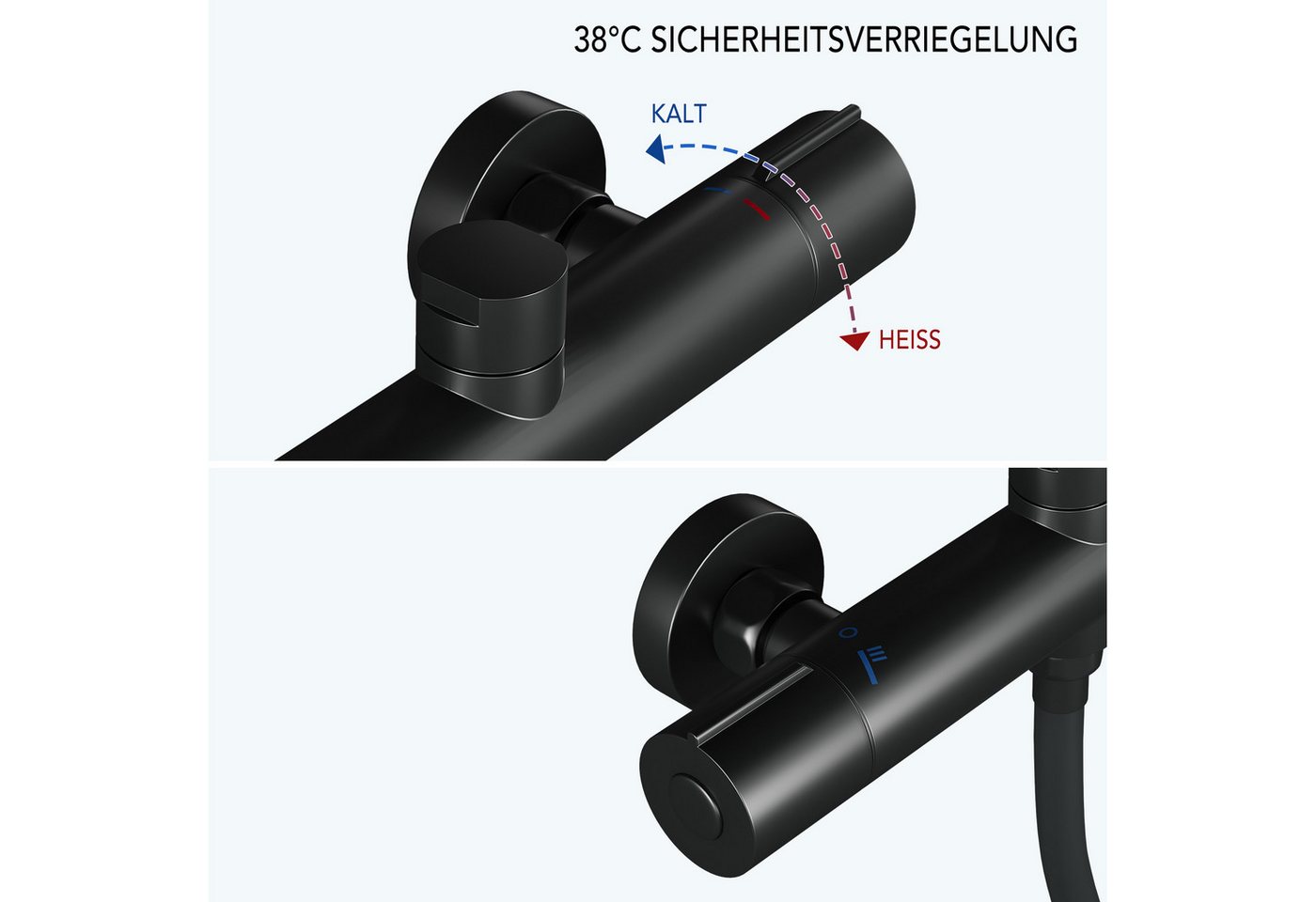 GarveeMore Brausegarnitur Duschsystem mit Thermostat 38℃ Duschset Regendusche Set – Bild 3 von 5