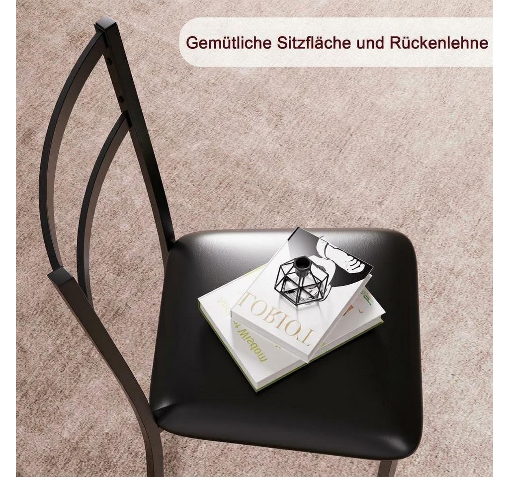 GarveeMore Essgruppe Esstisch mit 2 Stühlen,für Küche & Esszimmer, Runder Esstisch mit 2 Gepolsterter Sitz für kleinen Raum – Bild 5 von 5