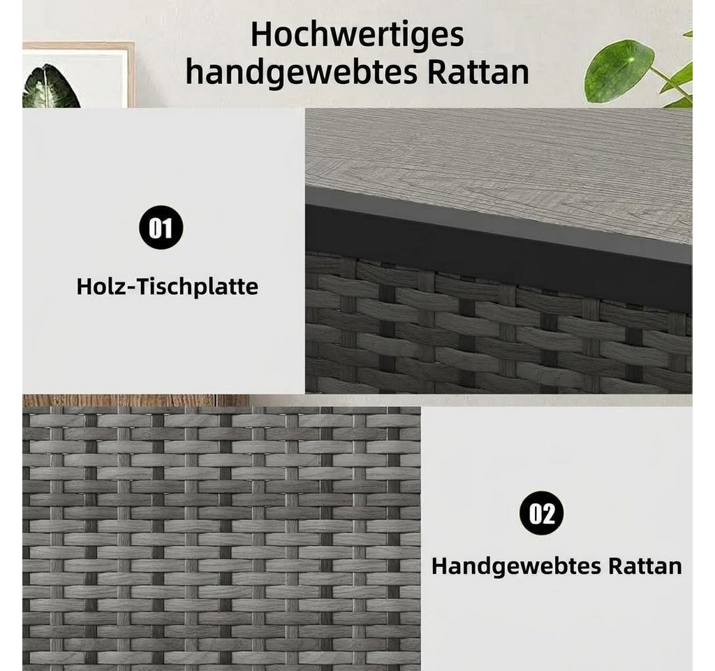 GarveeMore Essgruppe Polyrattan Garten-Barset, 3-teiliger Bartisch, Gartenmöbel-Sitzgruppe, RattanBar,Tresentisch,Barset,Gartentheke,Barhocker,Barstuhl,Sitzgrup – Bild 3 von 5