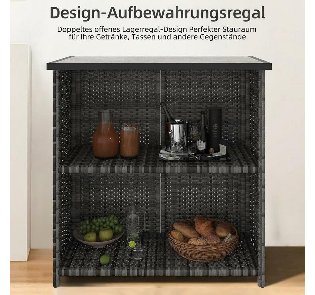 GarveeMore Essgruppe Polyrattan Garten-Barset, 3-teiliger Bartisch, Gartenmöbel-Sitzgruppe, RattanBar,Tresentisch,Barset,Gartentheke,Barhocker,Barstuhl,Sitzgrup – Bild 4 von 5