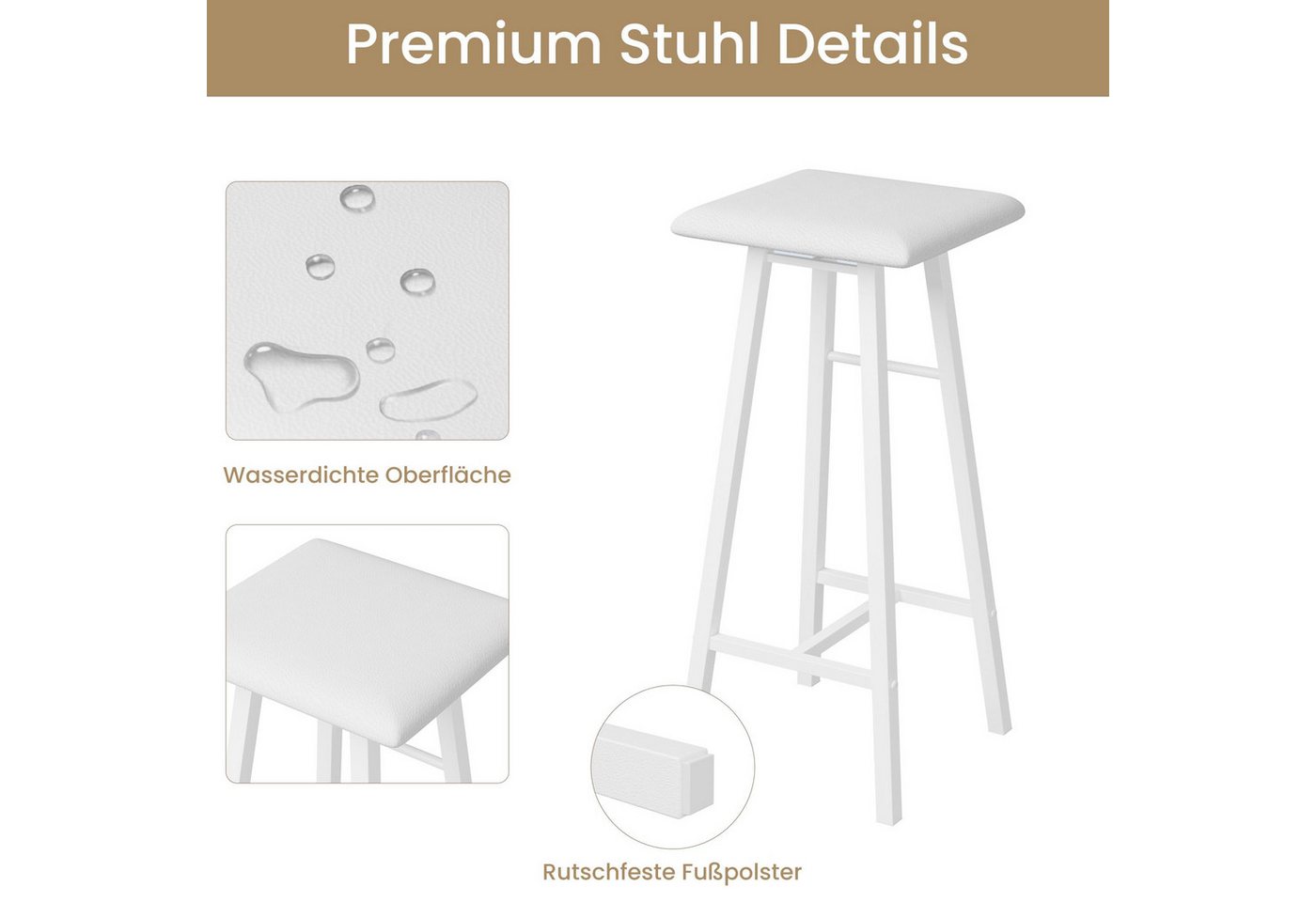 GarveeMore Esstisch Kleines Bartisch- und Stuhl Set, 3-teiliges Bartisch Set – Bild 5 von 5