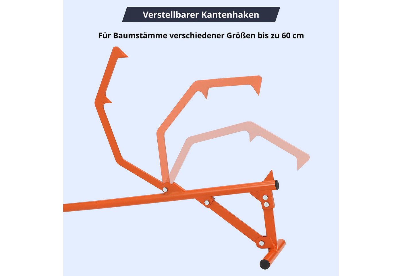 GarveeMore Fällheber Holzheber, Stammheber aus Stahl mit Metallgriff & verstellbarem Haken, Öffnungsweite max. 60 cm, 1-tlg.], zum Sägen und Rollen, 130x25x50 c – Bild 3 von 5