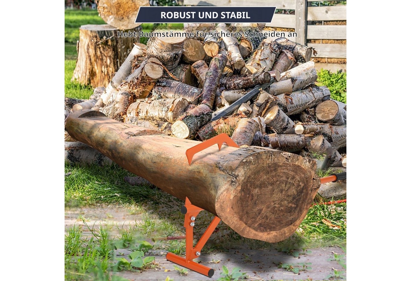 GarveeMore Fällheber Holzheber, Stammheber aus Stahl mit Metallgriff & verstellbarem Haken, Öffnungsweite max. 60 cm, 1-tlg.], zum Sägen und Rollen, 130x25x50 c – Bild 5 von 5