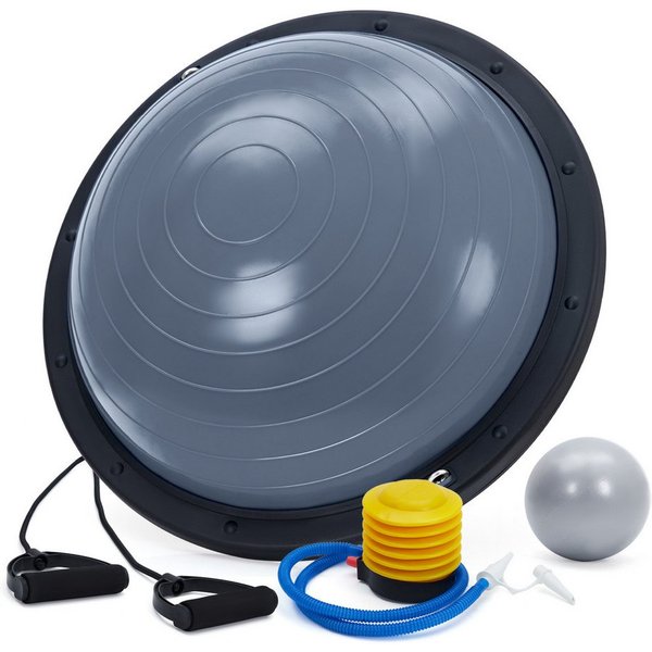 GarveeMore Half Ball Balanceboard, Balance Ball, Halbkugel, Yoga Gleichgewichtstrainer, Φ60×22cm, inkl. 2 Widerstandsbänder, Fußpumpe & Pilatesball (25 cm)