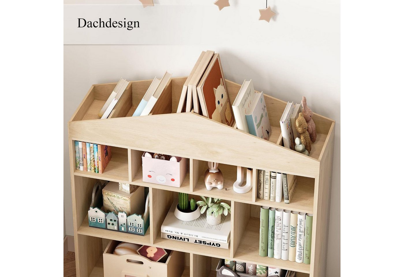 GarveeMore Kinderregal Kinder Bücherregal mit 9 Ablagefächern Puppenhaus Bücherregal – Bild 5 von 5