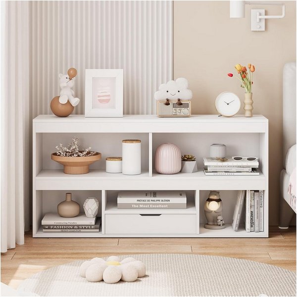 GarveeMore Kinderregal mit 6 Fächern,Holz-Aufbewahrungsschrank,120x30x61cm, Bücherregal Kinder,Standregal für Spielzeug und Bücher