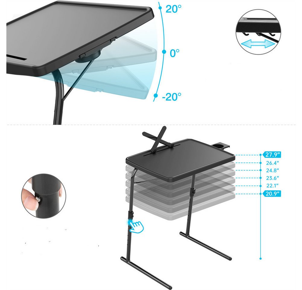 GarveeMore Klapptisch Tray Tisch, verstellbarer klappbarer Laptop Tisch mit Buchständer – Bild 3 von 5
