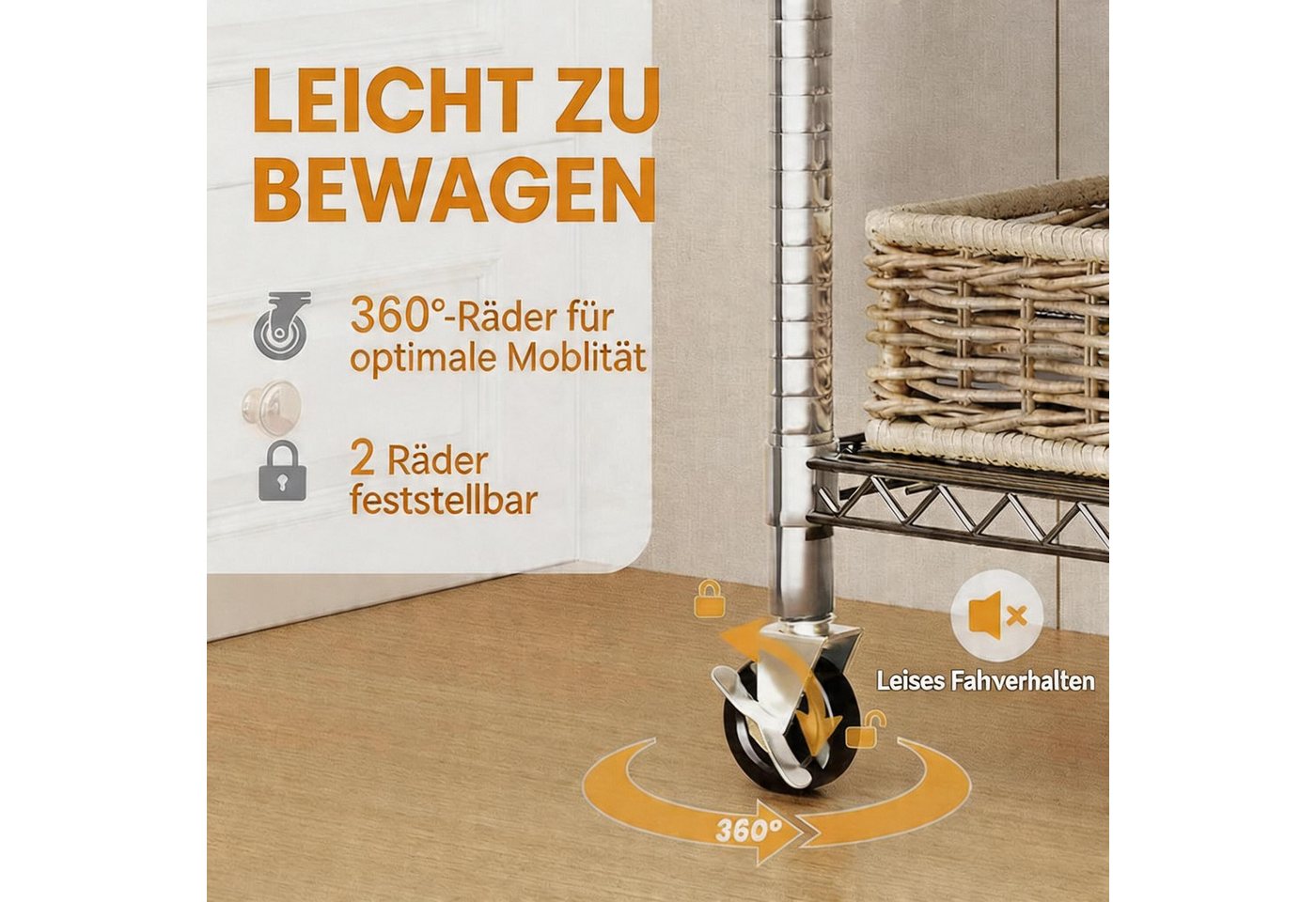 GarveeMore Kleiderständer mit Rollen Garderobenständer Kleiderständer zum Aufhängen von Kleidung – Bild 3 von 5