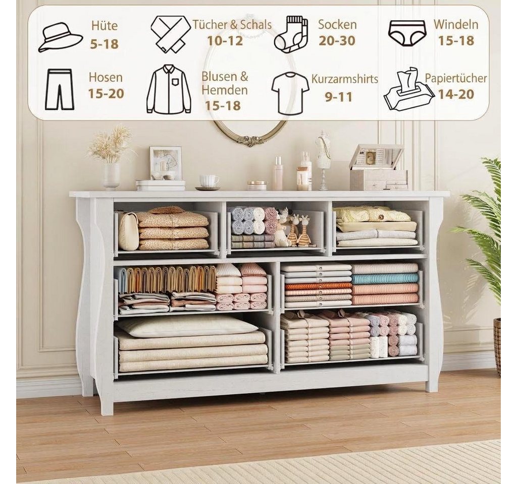 GarveeMore Kommode Boho-Charme Schubkastenkommode Nachtkommode Sideboard mit 7-Schubladen, 137 cm breit Anrichte, TV-Schrank für Schlafzimmer, Wohnzimmer, Flur – Bild 4 von 5