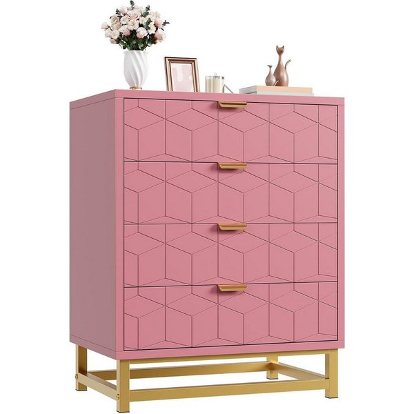 GarveeMore Kommode für Schlafzimmer,Kommode mit 5 Schubladen Metallbeinen,moderne Kommode, großem Stauraum Schubladenkommode für Schlafzimmer,Wohnzimmer und Flu
