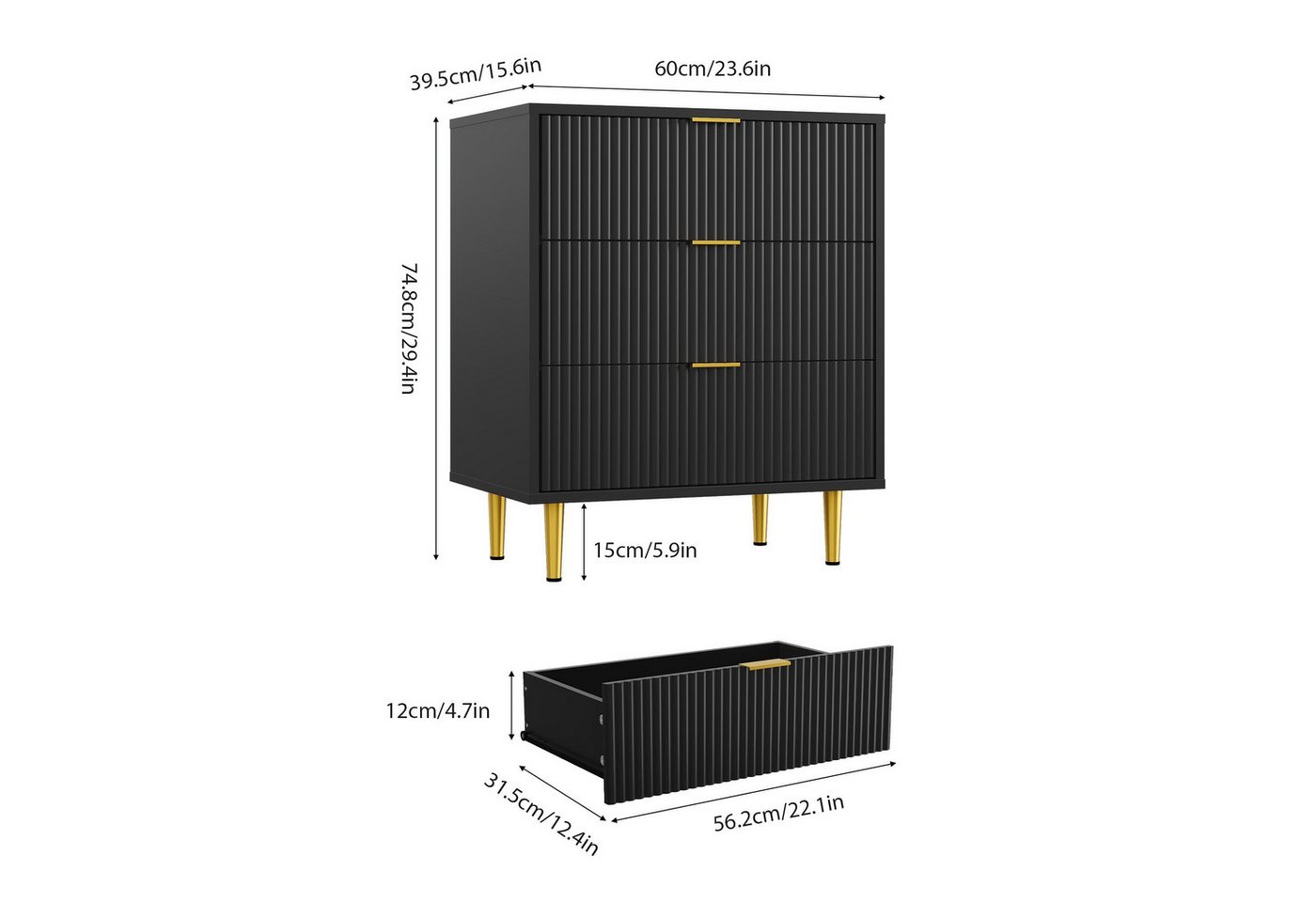 GarveeMore Kommode mit 3/ 4 / 6 Schubladen Sideboard Komodenschrank Schubladenschrank – Bild 2 von 5
