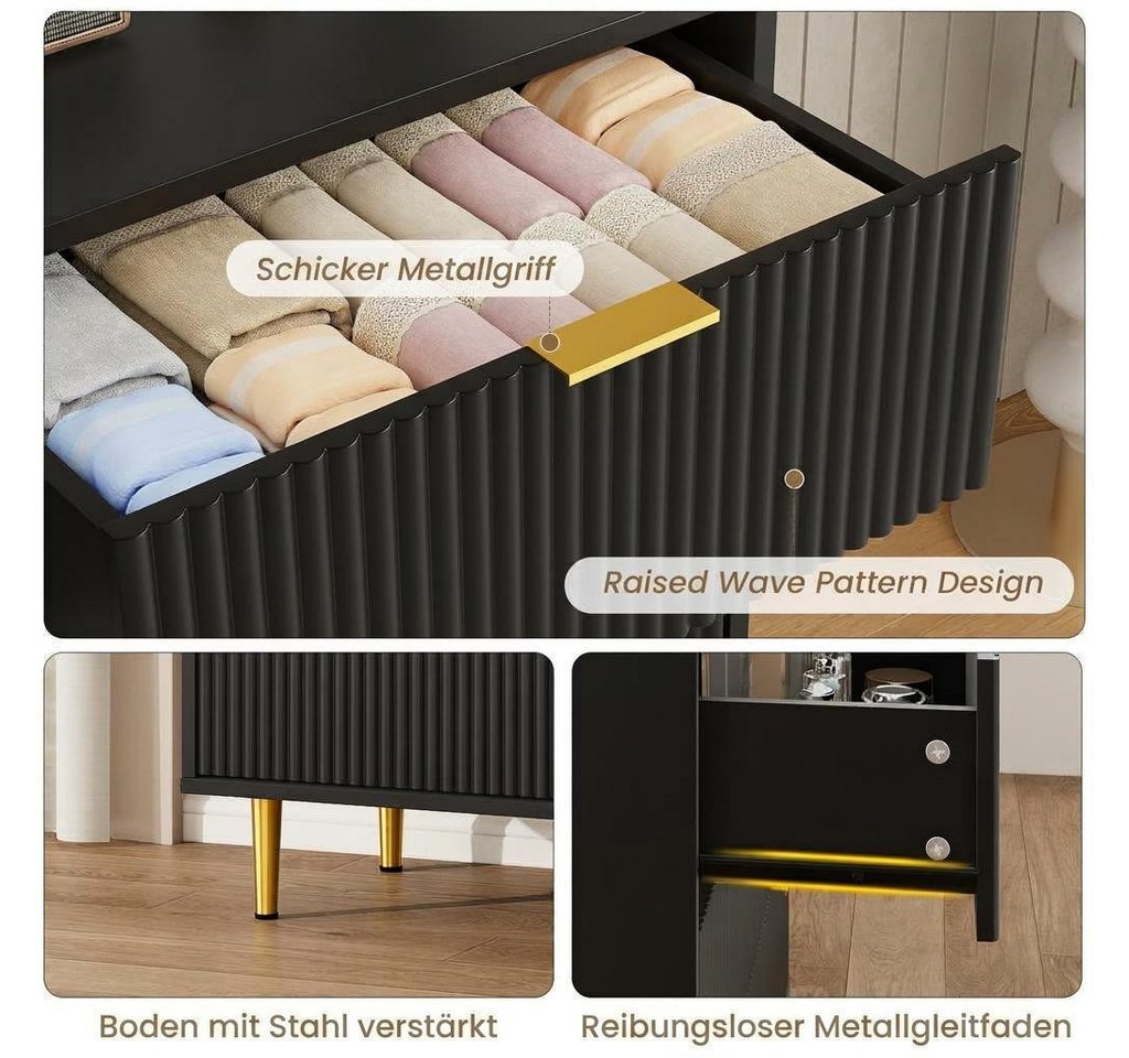 GarveeMore Kommode mit 3/ 4 / 6 Schubladen Sideboard Komodenschrank Schubladenschrank – Bild 3 von 5