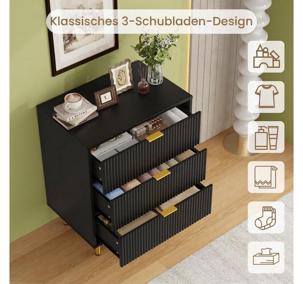 GarveeMore Kommode mit 3/ 4 / 6 Schubladen Sideboard Komodenschrank Schubladenschrank – Bild 4 von 5