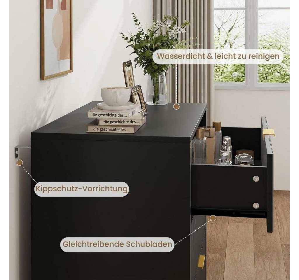 GarveeMore Kommode mit 3/ 4 / 6 Schubladen Sideboard Komodenschrank Schubladenschrank – Bild 5 von 5