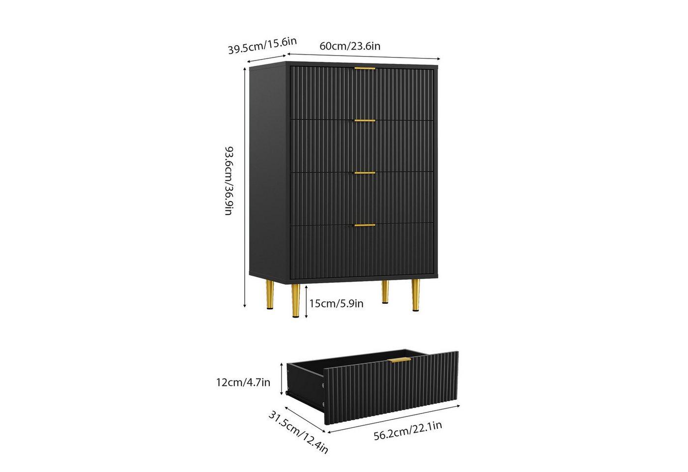 GarveeMore Kommode mit 3/ 4 / 6 Schubladen Sideboard Komodenschrank Schubladenschrank – Bild 2 von 5