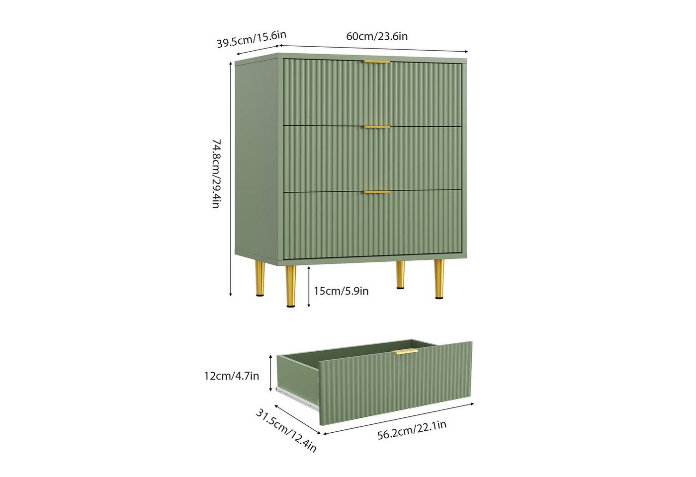 GarveeMore Kommode mit 3/ 4 / 6 Schubladen Sideboard Komodenschrank Schubladenschrank – Bild 2 von 5