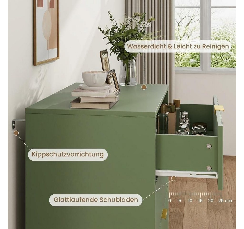 GarveeMore Kommode mit 3/ 4 / 6 Schubladen Sideboard Komodenschrank Schubladenschrank – Bild 4 von 5