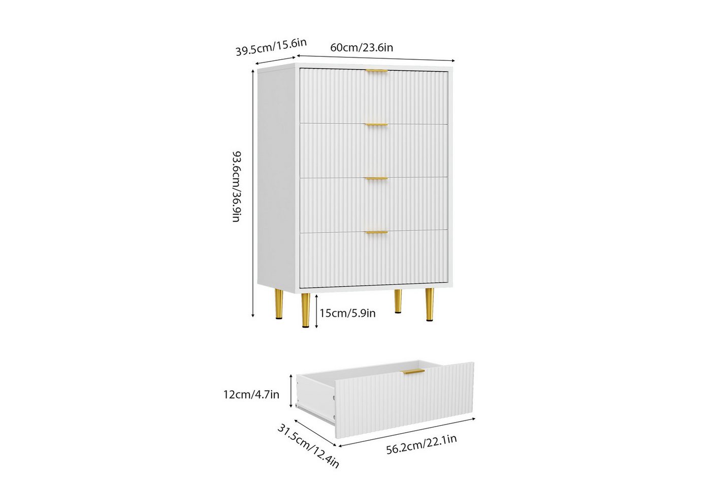 GarveeMore Kommode mit 3/ 4 / 6 Schubladen Sideboard Komodenschrank Schubladenschrank – Bild 2 von 5