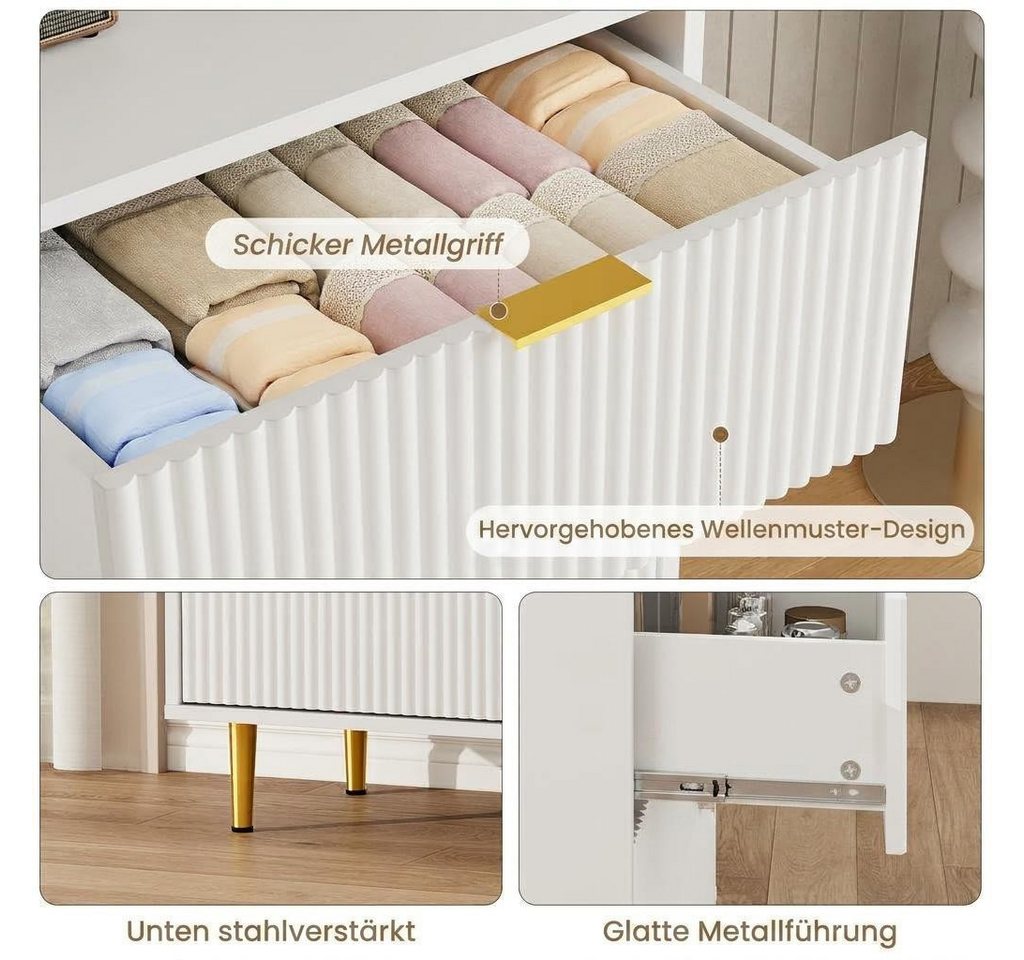 GarveeMore Kommode mit 3/ 4 / 6 Schubladen Sideboard Komodenschrank Schubladenschrank – Bild 3 von 5