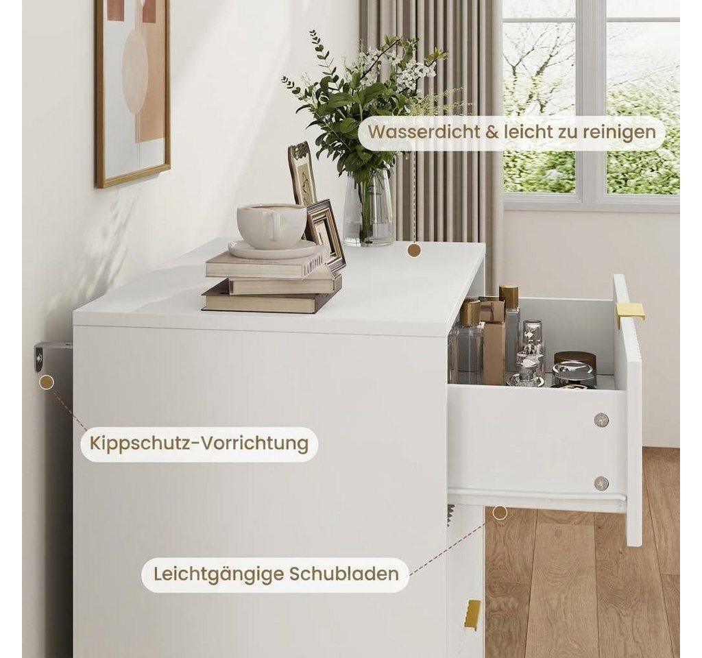 GarveeMore Kommode mit 3/ 4 / 6 Schubladen Sideboard Komodenschrank Schubladenschrank – Bild 4 von 5